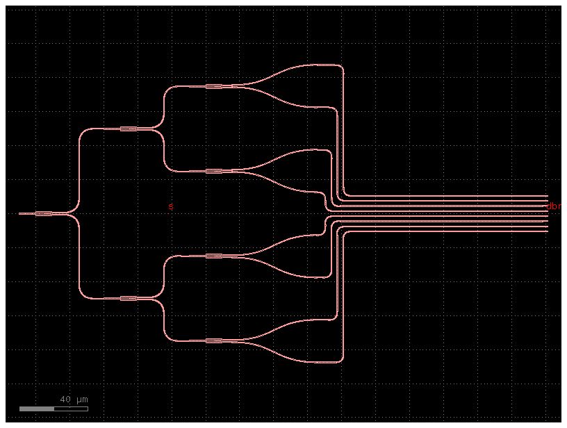 Splitter to DBR created with GDSFactory